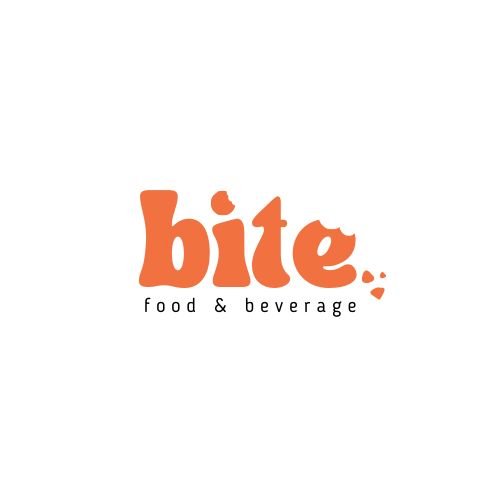 Bite food & beverage logo — orange bubble-style text with tagline underneath