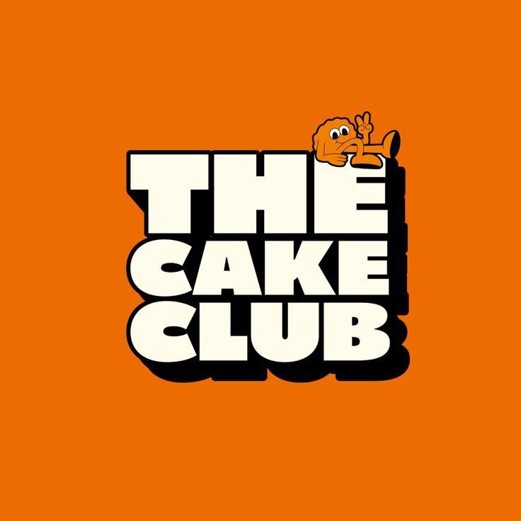 The Cake Club logo — orange badge with bold white text and a cartoon chef character